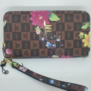 LF Brown Flower Wallet Wristlet New